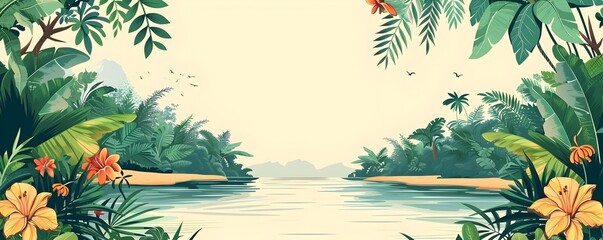 Naklejka premium Eco Friendly Rainforest Adventure Discover the Lush Vibrant Beauty of a Tropical Paradise