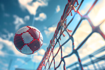 sport ball and net on the blue sky background, sport competitions, match