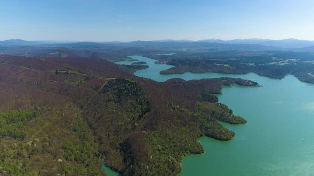 A Beautiful View Of The Solina Lake Bieszczady Aerial View Poland