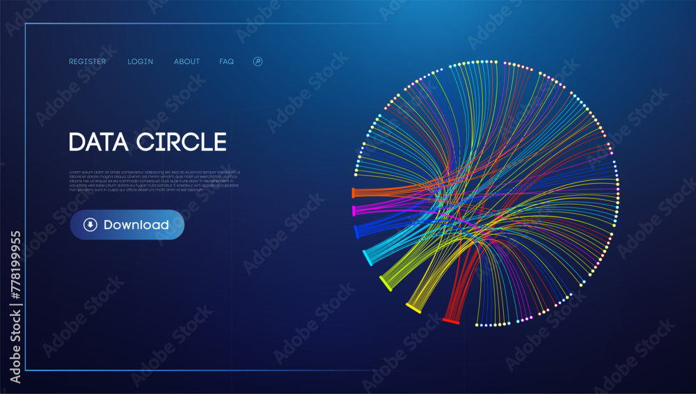 Poster data circle line flow and future technology. data stream cloud network.