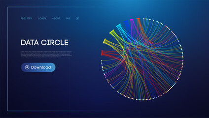 Data circle line flow and future technology. Data stream cloud network.