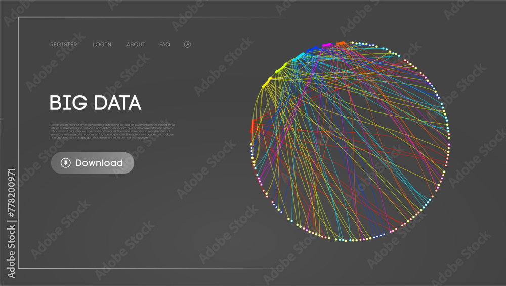 Poster big data circle blockchain technology background. neural network digital background