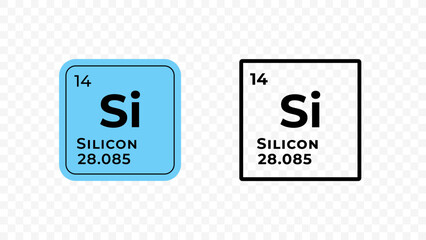 Silicon, chemical element of the periodic table vector design