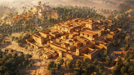 Obraz premium Ancient Historical Site Reconstruction for Educational Content.