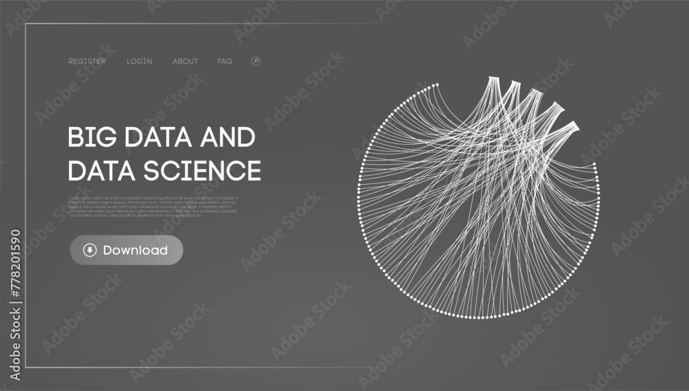 Poster big data and data science. futuristic technology data visualisation.