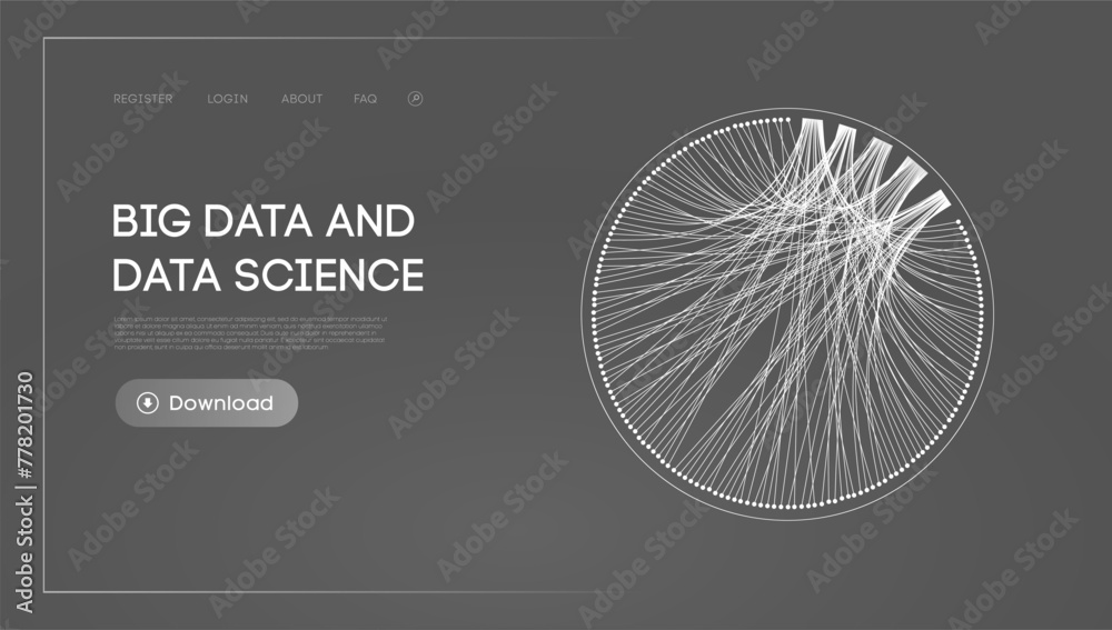 Poster Big data and data science. Futuristic technology data visualisation.
