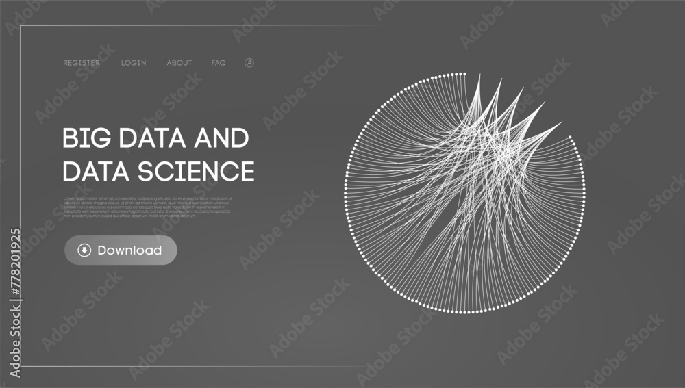 Poster big data and data science. futuristic technology data visualisation.