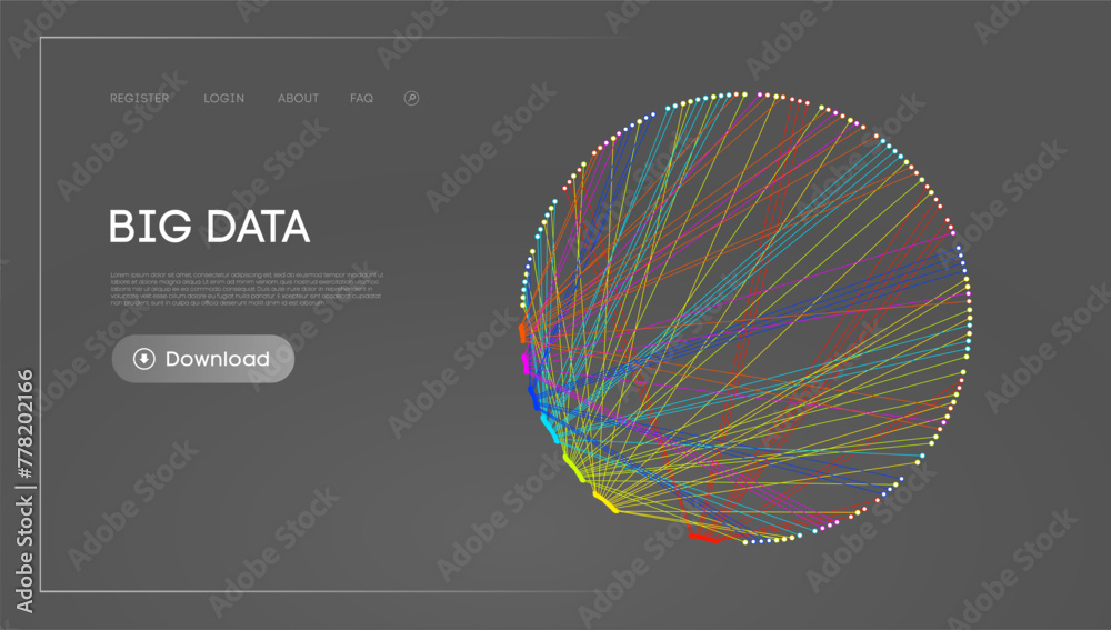 Poster big data circle blockchain technology background. neural network digital background
