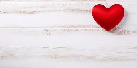 Fototapeta premium red heart on white wood wood heart with merry valentines day hd frame сreated with Generative Ai