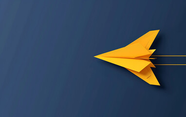 Paper plane origami background navy presentation with space for text . Leadership skills concept copy space. generative ai