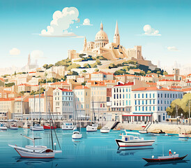 Marseille Travel Landscape Poster Art Background