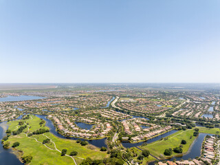 Fototapeta na wymiar Drone photo Coral Springs Florida USA circa 2024