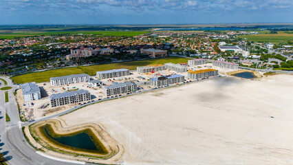 Aerial photo stages construction complex Miami FL