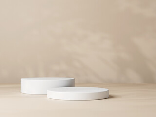 Set of cylinder pedestal podium display, Empty room background. Abstract modern rendering 3d shape for products display presentation.