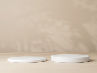 Set of cylinder pedestal podium display, Empty room background. Abstract modern rendering 3d shape for products display presentation.