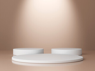 Set of cylinder pedestal podium display, Empty room background. Abstract modern rendering 3d shape for products display presentation.