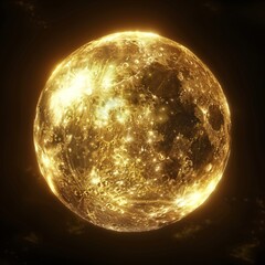 Digital art depicting the moon crafted entirely of gold its surface glowing softly casting a warm inviting light across the cosmos - obrazy, fototapety, plakaty