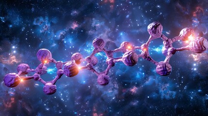 DNS molecule its structure detailed in strokes of celestial art bridging science and cosmos - obrazy, fototapety, plakaty