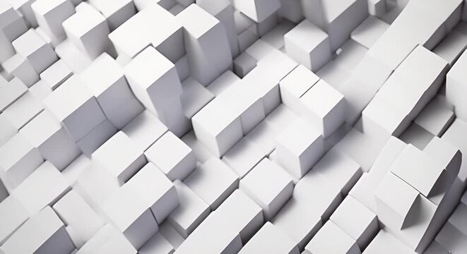 Abstract 3d render geometric background with white cubes modern animation motion design seamless looped video