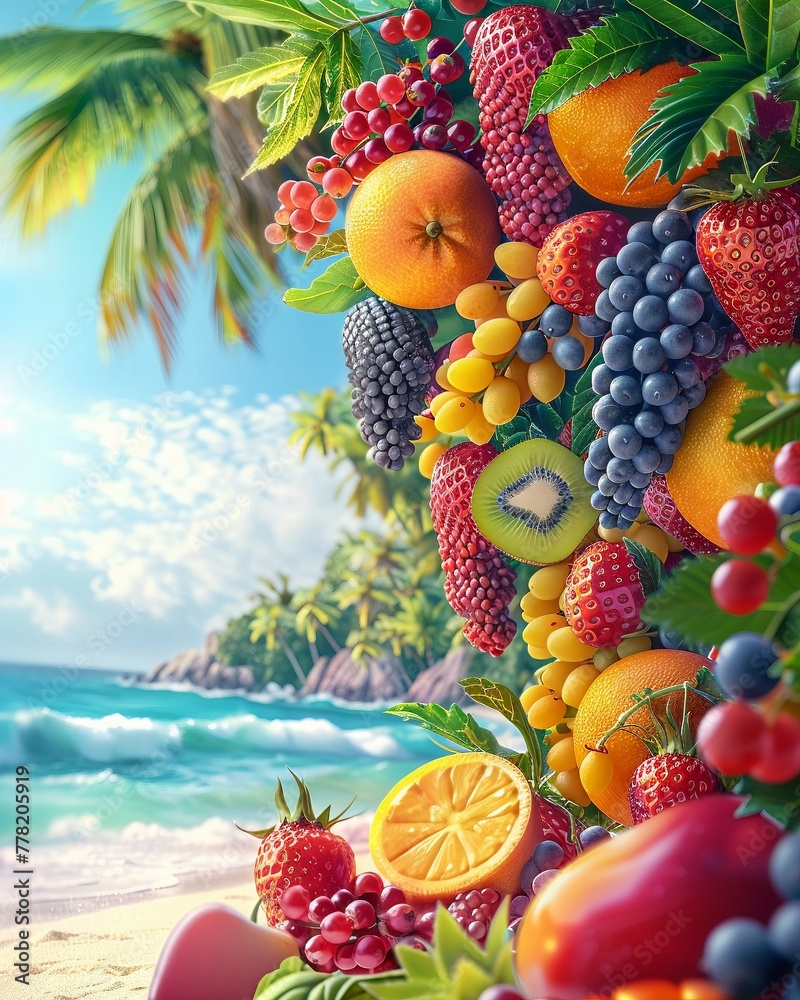 Wall mural A vibrant tropical fruit festival poster