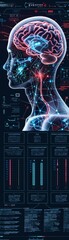 Neuroprosthetic devices for restoring sensory function, Brain Computer Interface Technology concept, futuristic background