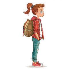 Girl with a school backpack ready for the first day of school