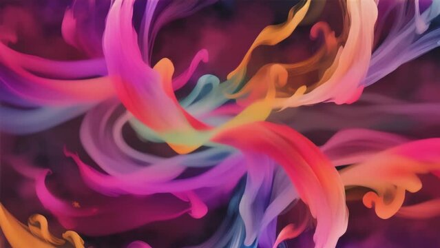 The image is a colorful abstract painting with swirling， forming a dynamic pattern.