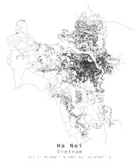 Ha Noi,Vietnam,Urban detail color Streets Roads Map  ,vector element template image