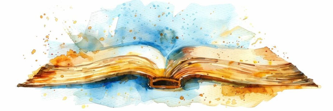 Watercolor Open Recipe Book Suggesting Bakery s Delightful Secrets