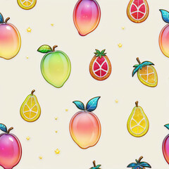 Seamless pattern with fruit on a light background. illustration.
