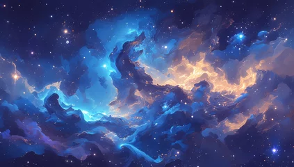 Foto op Aluminium amazing blue and orange nebula with stars, space background  © Photo And Art Panda