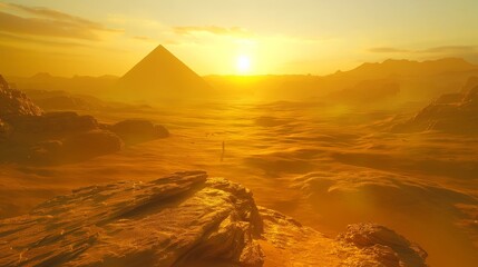 Sunny desert landscape with beautiful light