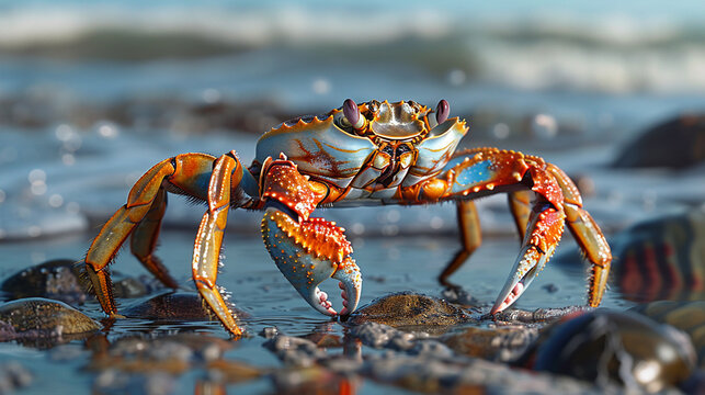 Crab clipart scuttling along the shoreline