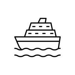 Cruise ship outline icons, minimalist vector illustration ,simple transparent graphic element .Isolated on white background