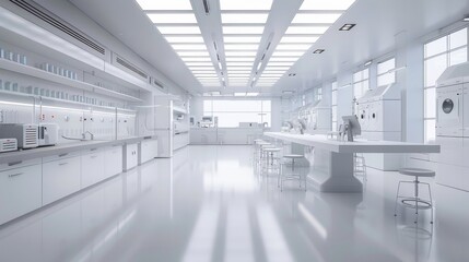 Naklejka na ściany i meble A pristine white scientific laboratory room