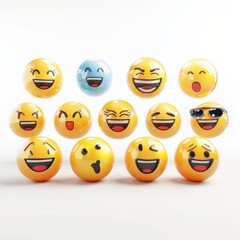 Fototapeta premium 3D rendering set of emoji isolated on white