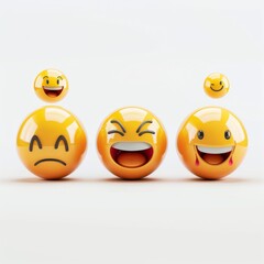 Obraz premium 3D rendering set of emoji isolated on white