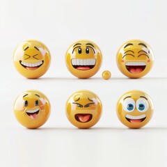 Naklejka premium 3D rendering set of emoji isolated on white
