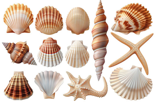 Seashell clipart in different shapes and sizes