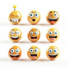 Obraz premium 3D rendering set of emoji isolated on white