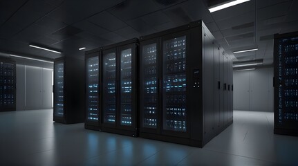 server room in datacenter room equipped with data .Generative AI