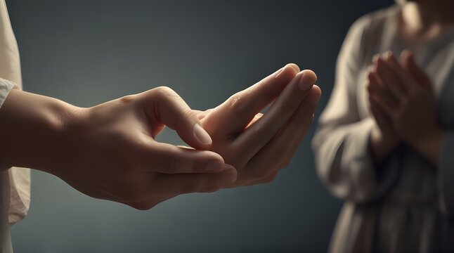 Praying hands with too many weird fingers, typical ai mistake or somebody needs real support to pray
 .Generative AI