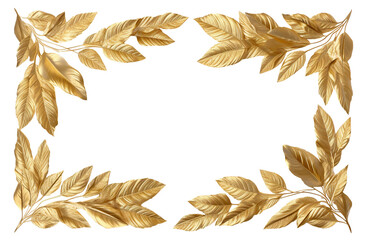 Elegant golden leaf border, cut out