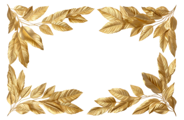 Elegant golden leaf border, cut out