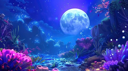 Fototapeta na wymiar Underwater Scene with tropical seabed, fish, reef and sunshine.