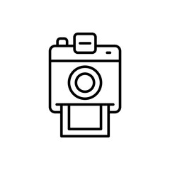 Polaroid camera outline icons, minimalist vector illustration ,simple transparent graphic element .Isolated on white background