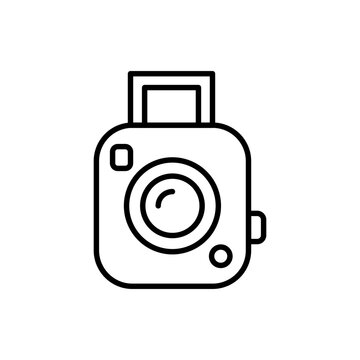 Polaroid camera outline icons, minimalist vector illustration ,simple transparent graphic element .Isolated on white background