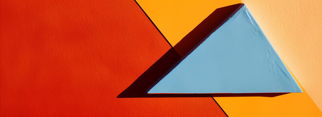 Abstract composition of geometric shapes in blue and orange