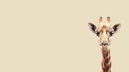 Fototapeta premium giraffe illustration with text space for customization. Playful giraffe clipart perfect for greeting cards and invitations.