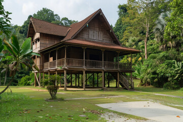 Fototapeta na wymiar An isolated Malay traditional house